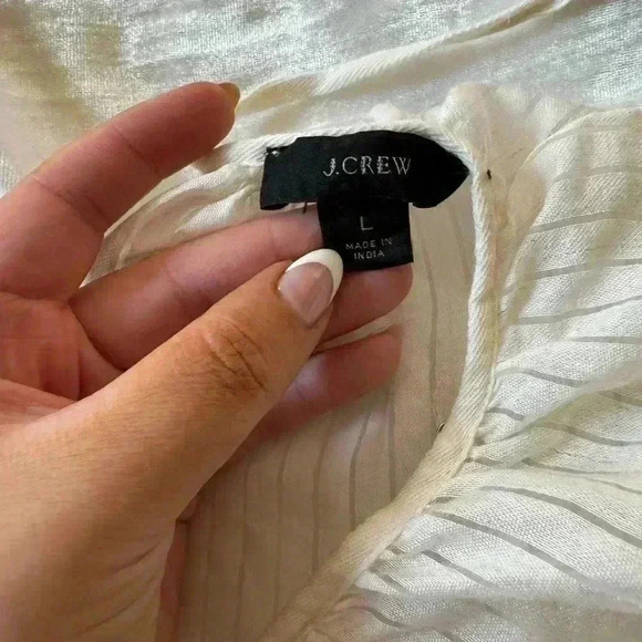 J. Crew Women's Tie-Back Top in Shadow Stripe Ivory - Picture 4 of 6